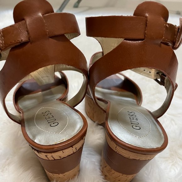 Guess Carmel Cork 4" Wedges double ankle buckle strap 10 - Picture 9 of 11